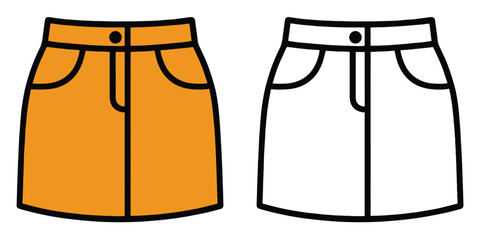 Coloring Page For Kids A denim skirt. Clothing Outline With Vector Illustration