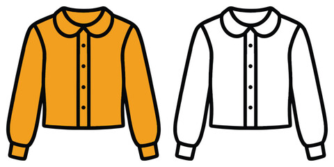 Coloring Page For Kids A sheer blouse. Clothing Outline With Vector Illustration