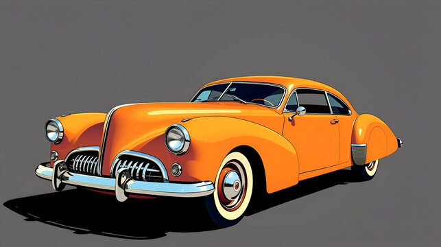 Classic Car Illustration Retro Vehicle Design with Sleek Lines and Vibrant Colors