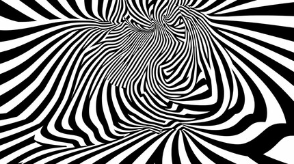 Abstract Black and White Swirling Tunnel Illusion Optical Art Design