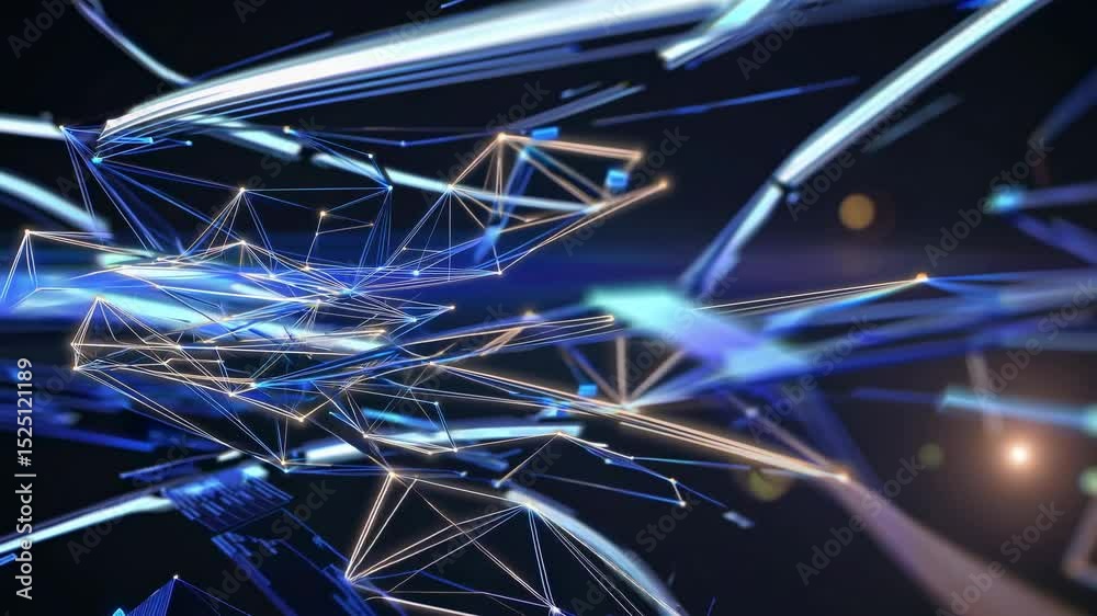 Leinwandbilder Dynamic abstract visualization showcasing interconnected lines and shapes in a futuristic digital landscape