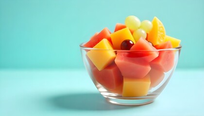 vibrant fresh fruit salad on a clean minimal background