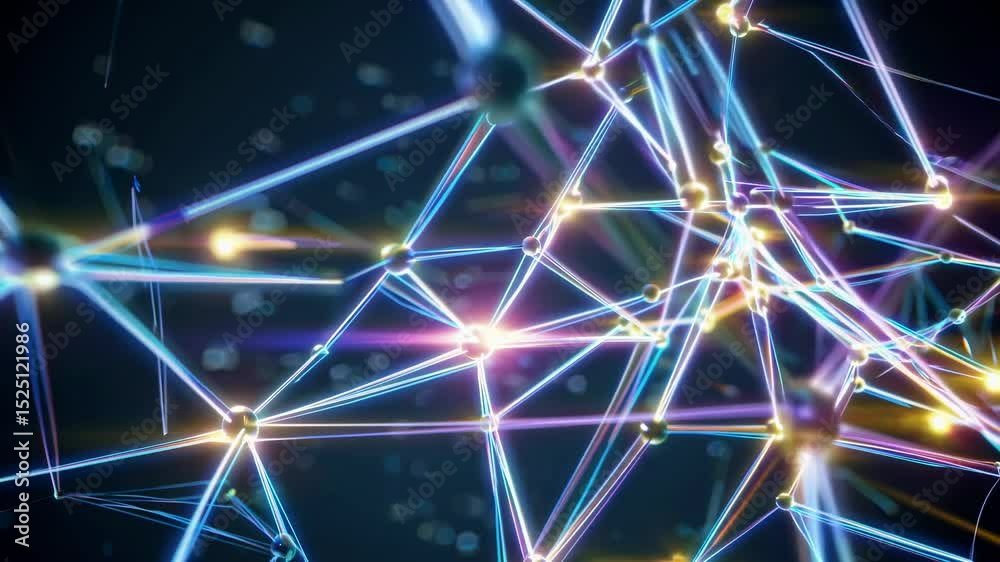 Fototapete Visual exploration of interconnected nodes and lines creating an abstract digital network