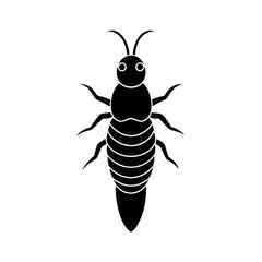 Ground Beetle Insect Silhouette Vector Illustration