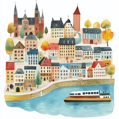 Miniatur Wunderland. Miniatur Wunderland hand drawn watercolor illustration