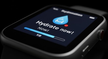 Smartwatch water hydration app display