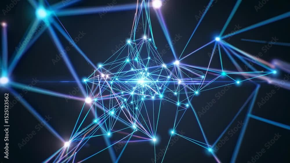 Leinwandbilder Exploring a vibrant network of connected nodes illuminated by glowing lights in an abstract digital landscape