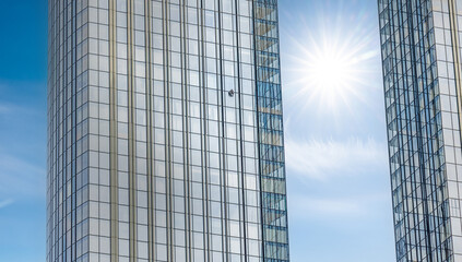 Professional Window cleaners at work.