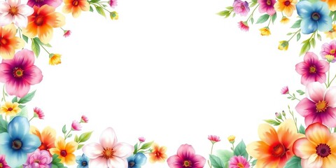 Obraz premium Vibrant watercolor flower border, perfect for cards & banners, graphic, art