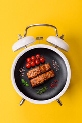 Red salmon fish grilled with pepper and spices. Concept time to eat fish