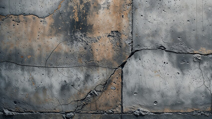 Obraz premium Close up of a weathered and cracked concrete wall showing signs of age and deterioration texture