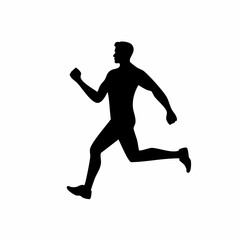Fototapeta premium Silhouette of a running man isolated on a white background, vector illustration