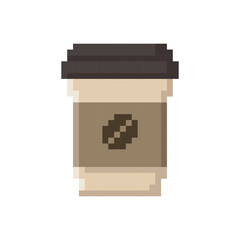 Coffee cup for take away. Vector icon in 8 bit style
