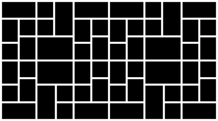 A Horizontal Black and White Rectangular Grid Photo Collage Template for Multiple Photos. blank college frame photo part or picture Vector mockup. frame. picture college. picture frames.