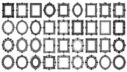 Ornate Frame Collection Black  White.