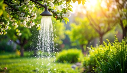 Outdoor Shower with Spring Garden.