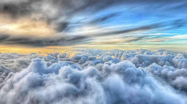 Serene cloudscape aerial view at sunrise