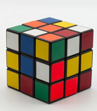 Bologna - Italy - October 4, 2023: Rubik's cube isolated on white background.