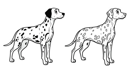 Fototapeta premium Dalmatian Coloring Page Featuring Detailed Spotted Color and Crisp Outline Art