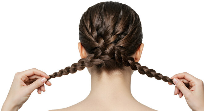 Braided hairstyle tutorial for women with long hair easy step by step guide and styling tips for braids on a transparent background