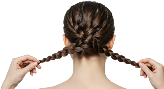 Braided hairstyle tutorial for women with long hair easy step by step guide and styling tips for braids on a transparent background