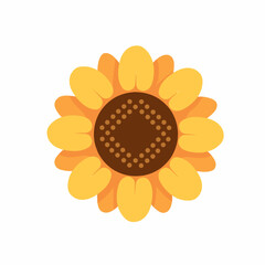 A vibrant and cheerful sunflower illustration in flat design style.