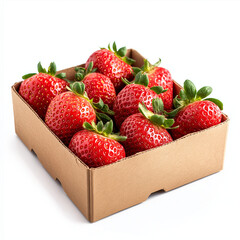 strawberries in a box isolated on white