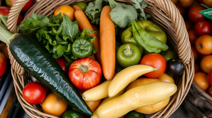 basket filled with fresh vegetables and fruits