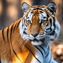 Obraz premium A close-up portrait of a wild striped tiger 