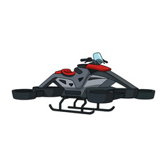 Naklejka premium Vector Cartoon Futuristic Hoverbike with Dual Propulsion System