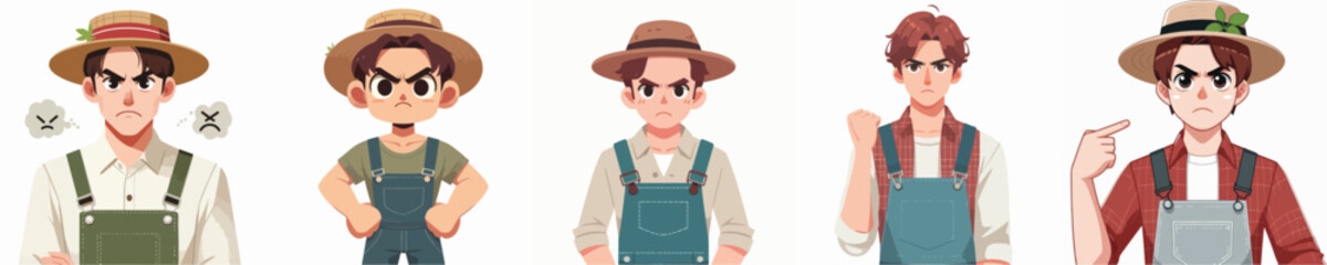 angry expression farmer character vector