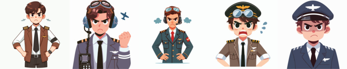 angry expression pilot character vector