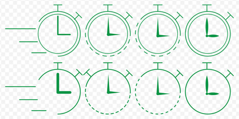 Timer icons. Countdown timer symbol. Timer. Stopwatch. Modern icon set in a flat design. Vector illustration isolated on Transparent Background. EPS 10.