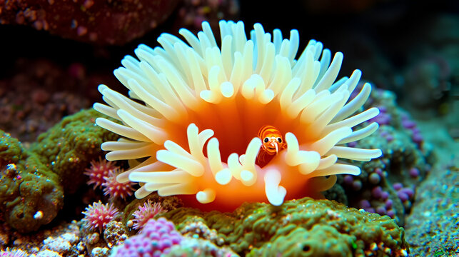Cerianthus sea anemone sheltering mysid shrimps
