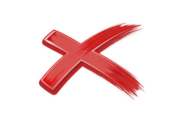 Obraz premium Red painted X mark with brushstroke texture and dynamic strokes, isolated on a transparent background