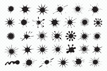 Set of Paint Splatter Elements Ink Blots Vector