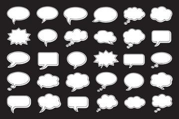 Blank Dialogue Bubbles Collection Thought Clouds Vector