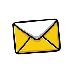 Minimalistic illustration of a closed envelope, bold black outlines