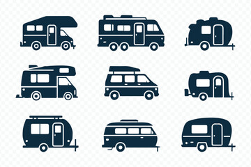 Camper Van Motorhome Travel Vector Collection