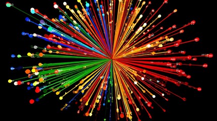 Colorful radiating lines with numerical data