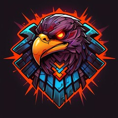 Cybernetic Eagle: A Glowing Digital Emblem
