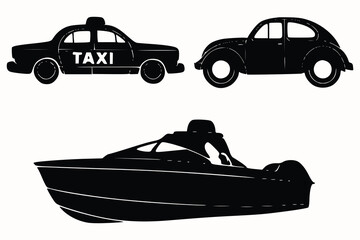 Silhouette Vehicles Set.