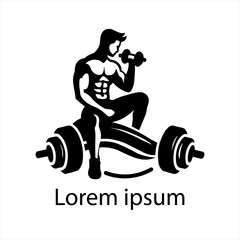 Flat design fitness logo template