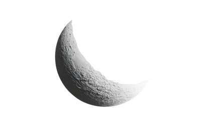 Lunar Crescent in Monochrome: A pristine, grayscale rendering of a slender crescent moon, its textured surface subtly illuminated, offering a sense of serenity and celestial wonder.