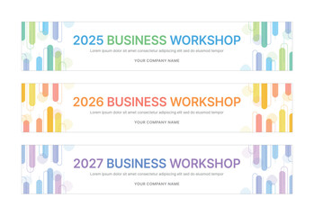 Modern business banner templates with abstract geometric patterns. Perfect for workshops, events, conferences, presentations, or branding projects, combining style and professionalism.