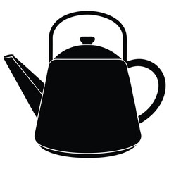 Obraz premium Black Kettle Silhouette Traditional Teapot with Curved Handle and Spout Illustration