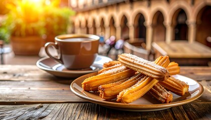 Churros and Coffee with Spanish Courtyard.