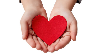 Obraz premium Heart's Gentle Embrace: Two tender hands cradle a vibrant red heart, symbolizing love, care, and compassion in this emotionally resonant composition. 