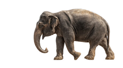 Obraz premium Elephant's Journey: Majestic elephant traverses an open terrain, its massive form a testament to the power and grace of nature's giants.