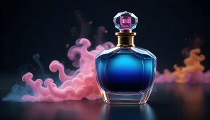perfume bottle on black background